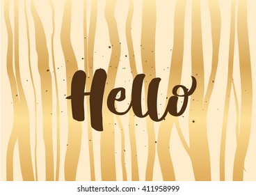 Hello inscription. Greeting card with calligraphy. Hand drawn lettering design. Photo overlay. Typography for banner, poster or clothing design. Vector invitation.