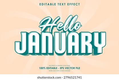 Hello January Bold Retro Text Effect Design.