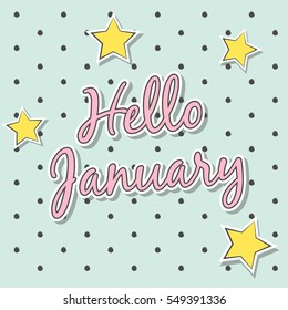 Hello january card, illustration in vector format
