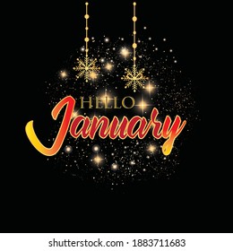 Hello January greetings against a backdrop of fireworks, Vector for greeting, new month
