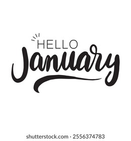 Hello January lettering - icon, vector, card.