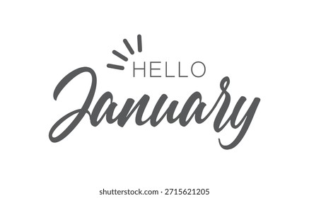 Hola letras de enero - icono, Vector, tarjeta.