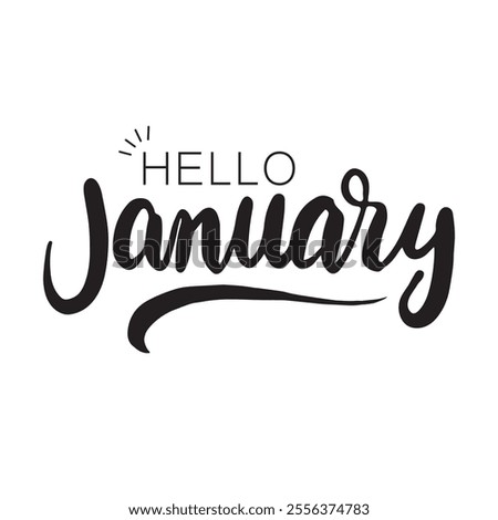 Hello January lettering - icon, vector, card.