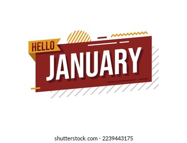 Hello january poster design greeting