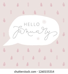 Hello January speech bubble. Grunge text background.