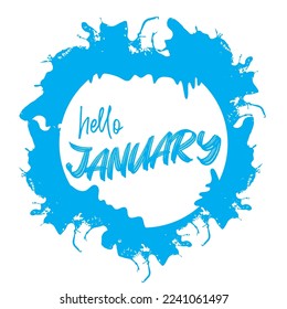 Hello january text with splash effect as a background. Suitable for text, card, or banner