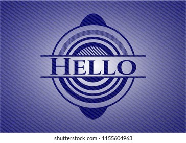 Hello jean or denim emblem or badge background