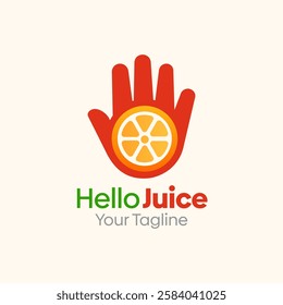 Hello Juice Logo Design Template. Good for Business, Agency, Community and Organization