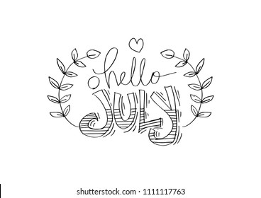 Hello July greeting card.