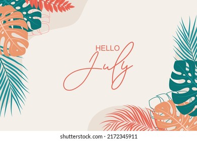 Hello july greetings with soft background design