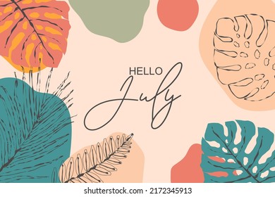 Saludos saltados de julio con diseño de fondo suave