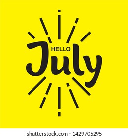 Hello July hand drawn typography lettering vector
