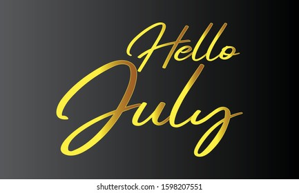 Hello July Handwritten Lettering Vector Background Image