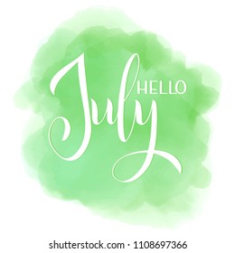 Hello July lettering. Elements for invitations, posters, greeting cards. Seasons Greetings