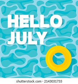 hello july and swimming pool pattern- vector illustration