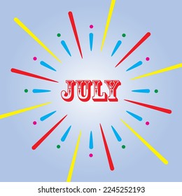 Hello july text vector background. suitable for greeting card, banner,or poster
