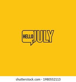 Hello July Typography Design Template. Vector Eps10