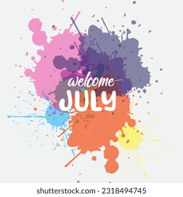 hello july vector background. welcome july. suitable for card or poster