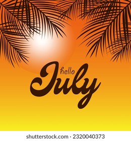 hello juli vektorhintergrund.Welcome july.geeignet für card oder poster