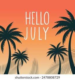 hello july vector illustration background. It is suitable for card, banner, or poster