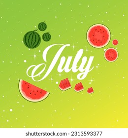 hello july vector illustration. suitable for card, banner, or poster
