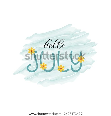 Hello July vector. July with summer vibes. July background vector.