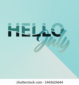 Hello July vector template white blue diagonal social media gradient background Stories soft colorful theme graphic display overlapping. Modern vibrant mobile app design. Blending bright duo wallpaper