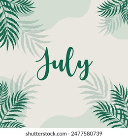 Hello July. Welcome july with summer vibes vector.