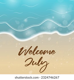 hola july. ilustraciones vectoriales de bienvenida de july para tarjeta de saludos.