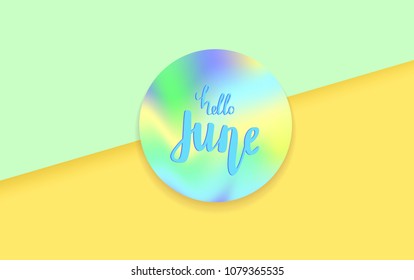 Hello June banner. Element for summer graphic design. Vector illustration.