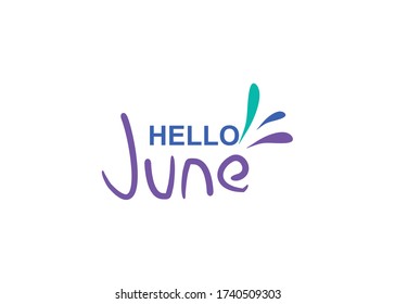 
hello June, design with simple hand letters for greeting cards, posters, postcards, labels and decorations.