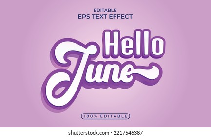 Hello June editable 3d text effect design