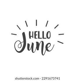 Hello June, greeting phrase - icon, vector, sticker.