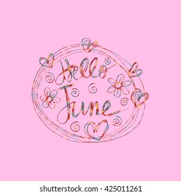 Hello June. Hand drawing illustration.
