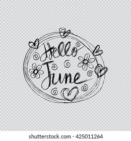 Hello June. Hand drawing illustration.