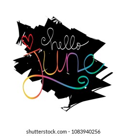 Hello June hand lettering calligraphy