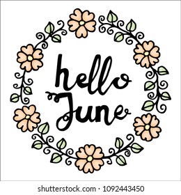 Hello June Hand Lettering Calligraphy Stock Vector (Royalty Free ...