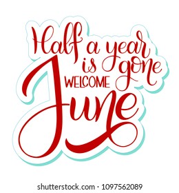 Hello June lettering. Elements for invitations, posters, greeting cards. Seasons Greetings