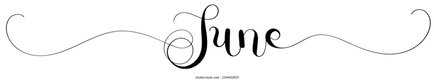 Hello JUNE.  JUNE month calendar vector with ornaments. Illustration month June calendar