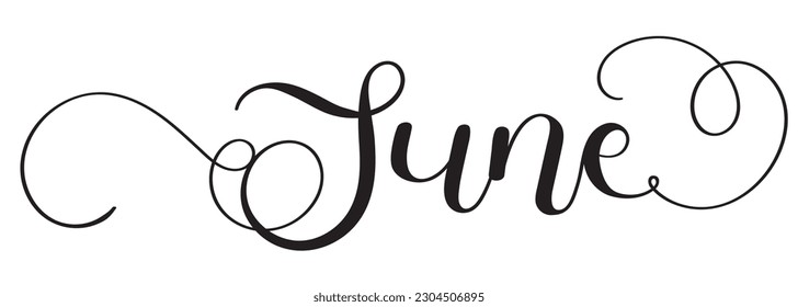 Hello June. JUNE month vector with  Decoration text lettering calendar. Illustration June hello summer