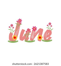 Hello June. JUNE month vector. Illustration month June. Hello June vector template. Design for banner, greeting cards or print.