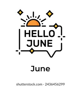 Hello june vector design, isolated on white background