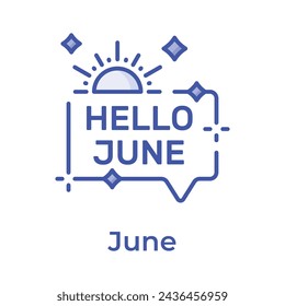 Hello june vector design, isolated on white background