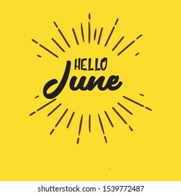 Hello June Vector Template. Design for banner, greeting card or print.
