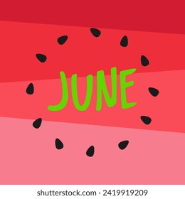 Hola, junio. vector de junio de bienvenida. temporada de verano. 