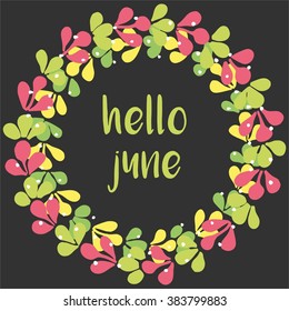 Hello june wreath vector card