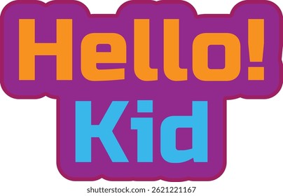 Ilustración plana de texto de Hello Kid
