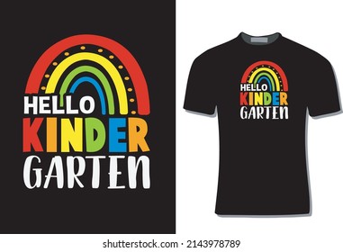 "Hello kinder Garten" typography vector illustration for t-shirt, card, banner, label, poster, mug, bag, invitation