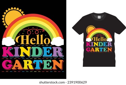 hello kindergarten ,100 day of school,
Creative, typography , Illustration, vector t shirt design template, ready  for print poster, banner, mug, shirt.  
