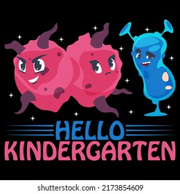 HELLO KINDERGARTEN Baby Funny t shirt and mug design vector illustration